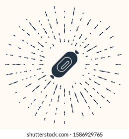 Grey Salami sausage icon isolated on beige background. Meat delicatessen product. Abstract circle random dots. Vector Illustration