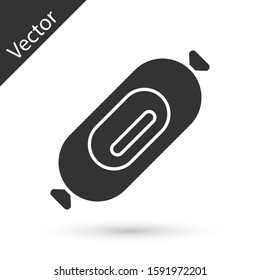 Grey Salami sausage icon isolated on white background. Meat delicatessen product.  Vector Illustration