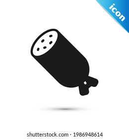 Grey Salami sausage icon isolated on white background. Meat delicatessen product.  Vector