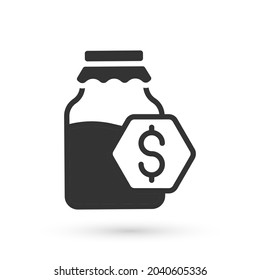 Grey Sale in jar of honey icon isolated on white background. Food bank. Sweet natural food symbol.  Vector