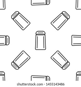 Grey Salt and pepper icon isolated seamless pattern on white background. Cooking spices.  Vector Illustration