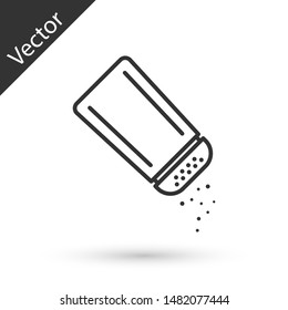 Grey Salt and pepper icon isolated on white background. Cooking spices.  Vector Illustration