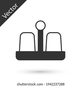Grey Salt and pepper icon isolated on white background. Cooking spices. Vector