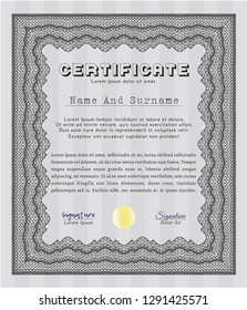 Grey Sample Certificate. Artistry design. With great quality guilloche pattern. Detailed. 