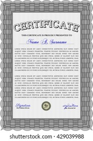 Grey Sample Certificate. Artistry design. With quality background. Vector pattern that is used in money and certificate. 