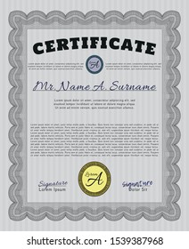 Grey Sample Certificate. With background. Beauty design. Vector illustration. 