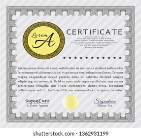 Grey Sample Certificate. With background. Detailed. Lovely design. 