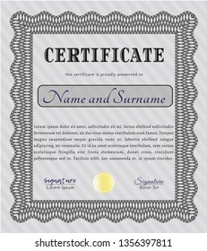 Grey Sample Certificate. With background. Nice design. Vector illustration. 