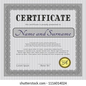 Grey Sample Certificate. Beauty design. With background. Vector illustration. 