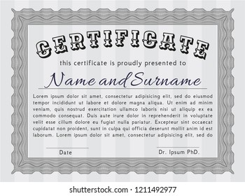 Grey Sample Certificate. Beauty design. With background. Customizable, Easy to edit and change colors. 