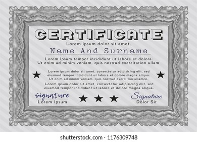 Grey Sample Certificate. Complex background. Perfect design. Detailed. 