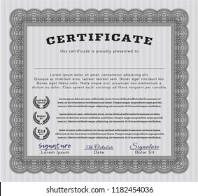 Grey Sample Certificate. With complex background. Money Pattern design. Customizable, Easy to edit and change colors. 