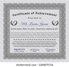 Grey Sample Certificate. Complex background. Detailed. Good design. 