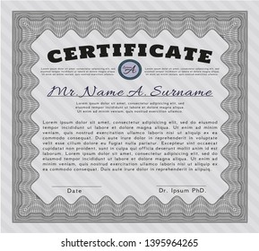 Grey Sample Certificate. With complex background. Customizable, Easy to edit and change colors. Retro design. 