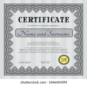Grey Sample Certificate. With complex background. Modern design. Detailed. 