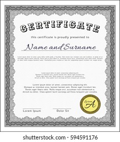 Grey Sample Certificate. With complex background. Retro design. Vector illustration. 