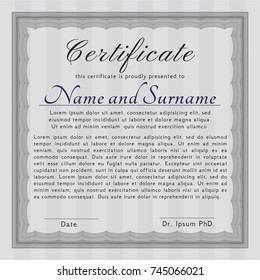 Grey Sample Certificate. Complex background. Good design. Customizable, Easy to edit and change colors. 