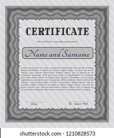 Grey Sample Certificate. With complex linear background. Retro design. Detailed. 