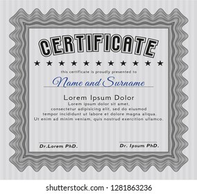 Grey Sample Certificate. With complex linear background. Beauty design. Vector illustration. 