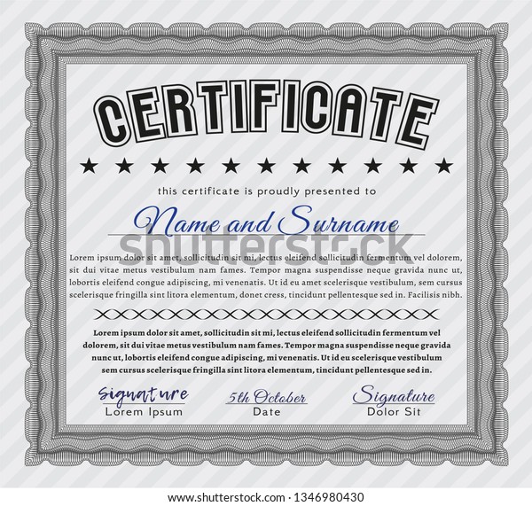 Grey Sample Certificate Complex Linear Background Stock Vector (Royalty ...
