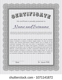  Grey Sample Certificate. Cordial design. Detailed. With complex linear background. 