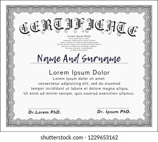 Grey Sample Certificate. Customizable, Easy to edit and change colors. With guilloche pattern and background. Lovely design. 