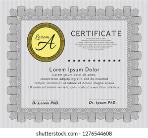 Grey Sample certificate or diploma. With background. Customizable, Easy to edit and change colors. Money style design. 