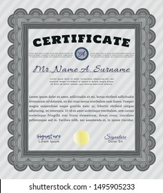Grey Sample certificate or diploma. With background. Retro design. Customizable, Easy to edit and change colors. 