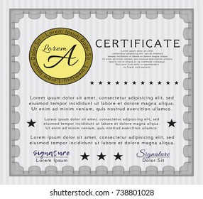 Grey Sample certificate or diploma. With background. Superior design. Detailed. 