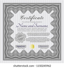 Grey Sample certificate or diploma. With complex background. Customizable, Easy to edit and change colors. Perfect design. 