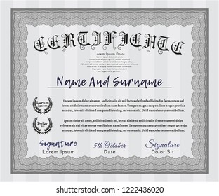Grey Sample certificate or diploma. With complex background. Perfect design. Customizable, Easy to edit and change colors. 