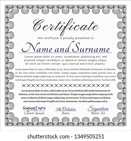 Grey Sample certificate or diploma. Customizable, Easy to edit and change colors. Easy to print. Cordial design. 