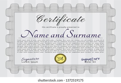 Grey Sample certificate or diploma. Customizable, Easy to edit and change colors. With linear background. Money design. 