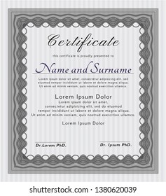 Grey Sample certificate or diploma. Customizable, Easy to edit and change colors. With quality background. Elegant design. 