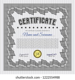Grey Sample certificate or diploma. Detailed. Complex background. Superior design. 