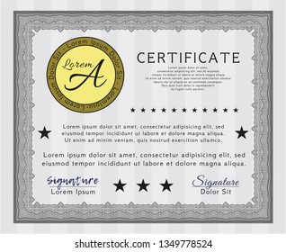Grey Sample certificate or diploma. Detailed. With guilloche pattern. Money style design. 