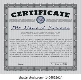 Grey Sample certificate or diploma. Detailed. With complex background. Good design. 