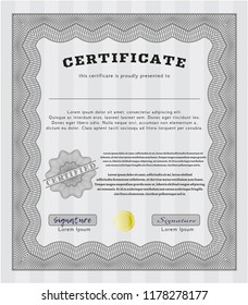 Grey Sample certificate or diploma. Easy to print. Perfect design. Detailed. 
