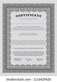 Grey Sample certificate or diploma. Elegant design. Customizable, Easy to edit and change colors. With guilloche pattern. 