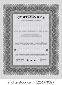 Grey Sample certificate or diploma. Elegant design. Customizable, Easy to edit and change colors. With great quality guilloche pattern. 
