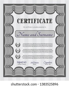 Grey Sample certificate or diploma. Excellent design. Vector illustration. Easy to print. 