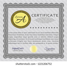 Grey Sample certificate or diploma. With guilloche pattern. Money style design. Customizable, Easy to edit and change colors. 