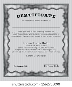 Grey Sample certificate or diploma. Lovely design. With quality background. Detailed. 