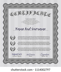  Grey Sample certificate or diploma. Modern design. Detailed. With complex background. 