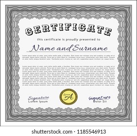Grey Sample certificate or diploma. Money Pattern. With guilloche pattern and background. Detailed. 