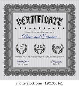 Grey Sample certificate or diploma. Money Pattern. Detailed. With guilloche pattern. 