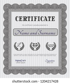 Grey Sample certificate or diploma. Money Pattern. Detailed. With complex background. 