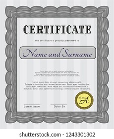 Grey Sample certificate or diploma. Money Pattern design. Detailed. With linear background. 