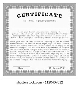 Grey Sample certificate or diploma. Perfect design. Detailed. Easy to print. 