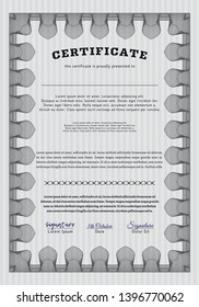 Grey Sample certificate or diploma. Perfect design. Easy to print. Detailed. 